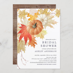 Leaves & Pumpkins Autumn Bridal Shower Invitation