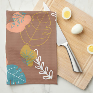 Leaves Shapes Drawn year round Boho Scandi Dish Ki Tea Towel