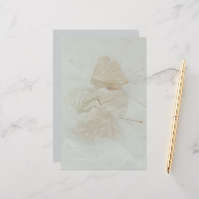 Leaves soft beige warm background abstract stationery (Front/Back In Situ)
