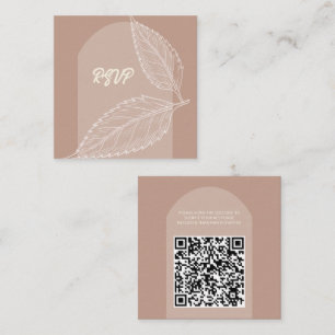 Leaves Soft Mocha Wedding QR Enclosure Card