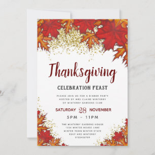Leaves Thanksgiving Dinner Party Invitation