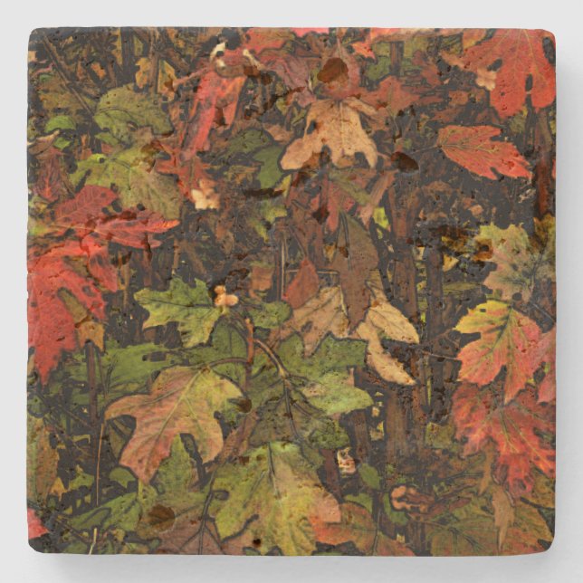 "LEAVES" TRAVERTINE, CORK-BACKED COASTERS (Front)