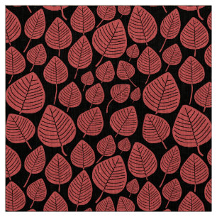 Leaves - Tropical Pink on Black Fabric