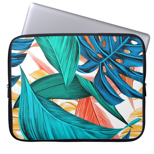 Leaves tropical summer exotic laptop sleeve (Front)