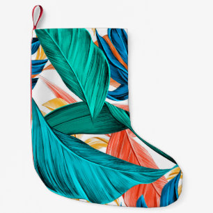 Leaves tropical summer exotic small christmas stocking