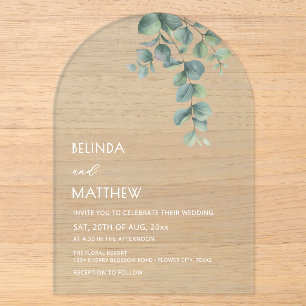 Leaves Watercolor Flowers Clear Arch Acrylic Invitations