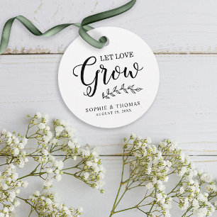 Leaves Wedding Let Love Grow Round Favour Tags