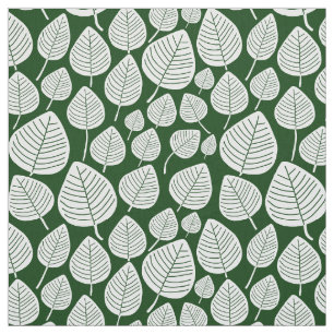 Leaves - White on Dark Green 003300 Fabric