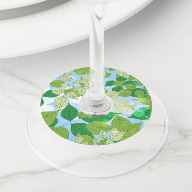 Leaves Wine Glass Tag (Close Up)