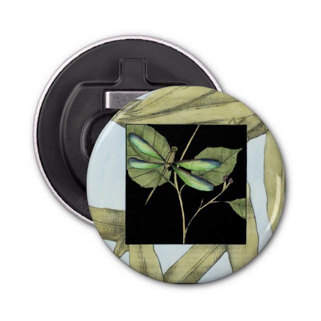 Leaves with Dragonfly Inset by Jennifer Goldberger Bottle Opener (Front)