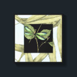 Leaves with Dragonfly Inset by Jennifer Goldberger Canvas Print<br><div class="desc">This drawing of leaves by Jennifer Goldberger features an inset of a dragonfly on a black background. The nighttime feel of the inset contrasts nicely with the daytime feel of the print of leaves. Get yours today!</div>