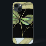 Leaves with Dragonfly Inset by Jennifer Goldberger iPhone 13 Case<br><div class="desc">This drawing of leaves by Jennifer Goldberger features an inset of a dragonfly on a black background. The nighttime feel of the inset contrasts nicely with the daytime feel of the print of leaves. Get yours today!</div>