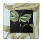 Leaves with Dragonfly Inset by Jennifer Goldberger Tile<br><div class="desc">This drawing of leaves by Jennifer Goldberger features an inset of a dragonfly on a black background. The nighttime feel of the inset contrasts nicely with the daytime feel of the print of leaves. Get yours today!</div>