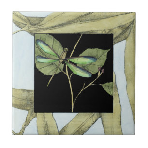 Leaves with Dragonfly Inset by Jennifer Goldberger Tile