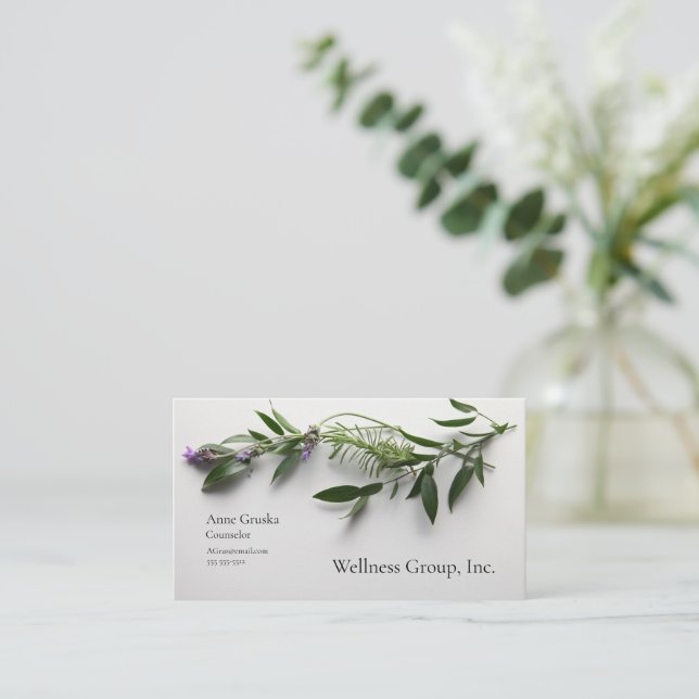Leaves with lavender business card (Standing Front)