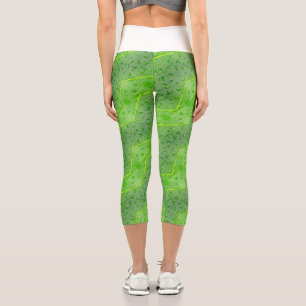 Leaves with water drops pattern capri leggings