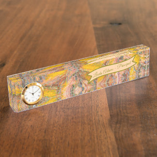 LEAVES/YELLOW, GREEN AND PEACHY PINK/PERSONALIZED NAMEPLATE