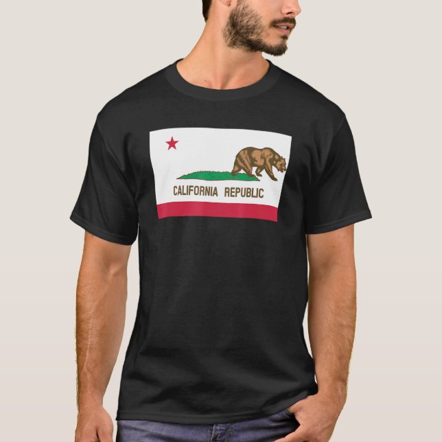 Leaving California Flag Bear Left T-Shirt (Front)