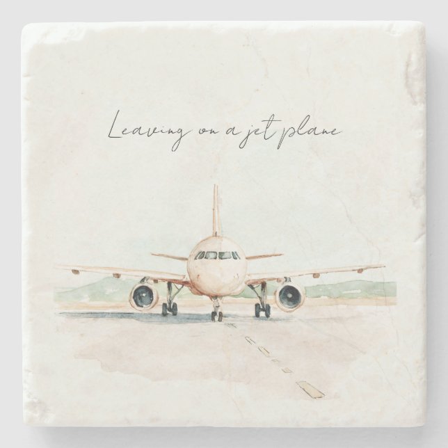 Leaving On A Jet Plane Stone Coaster (Front)