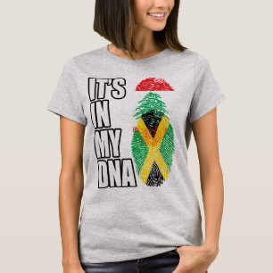 Lebanese And Jamaican Mix Heritage DNA Flag T-Shirt