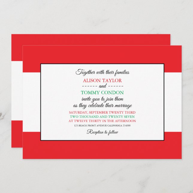 Lebanese Flag, Flag of Lebanon Wedding Invitation (Front/Back)