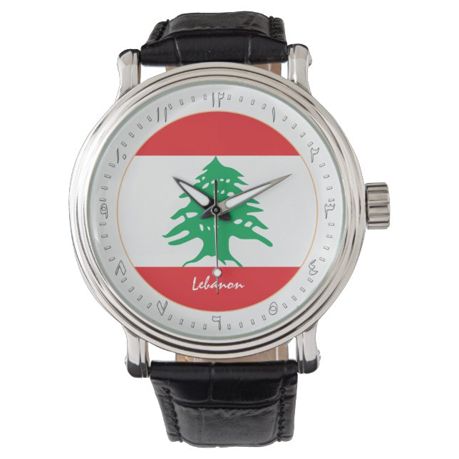 Lebanese Flag & Lebanon fashion, Arabic No /design Watch (Front)
