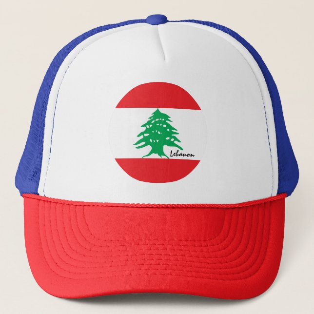 Lebanese flag & Lebanon fashion/sports fans Trucker Hat (Front)