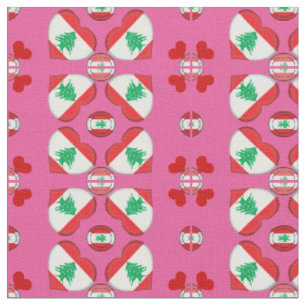 Lebanese Flag & Lebanon Hearts fashion Fabric