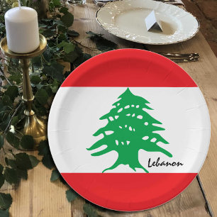 Lebanese Flag plates, party, sports, Lebanon Paper Plate
