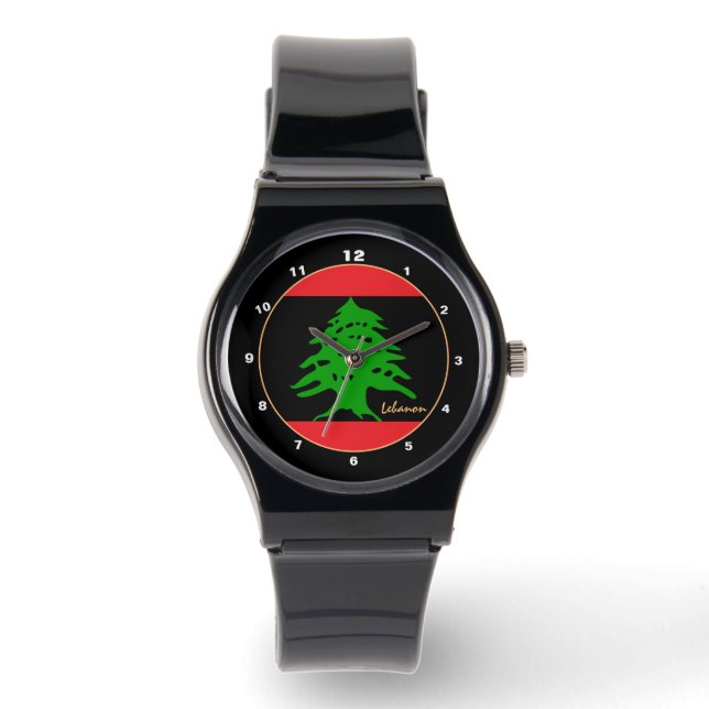 Lebanese Flag watch, BLK fashion design, Lebanon Watch (Front)