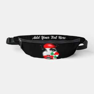 Lebanon Flag and Map on girl's face Bum Bags
