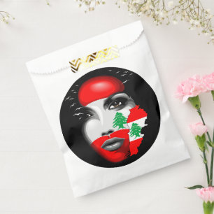 Lebanon Flag and Map on girl's face Favour Bags