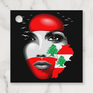 Lebanon Flag and Map on girl's face Favour Tags