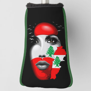 Lebanon Flag and Map on girl's face Golf Head Cover