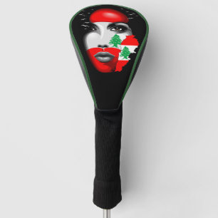 Lebanon Flag and Map on girl's face Golf Head Cover