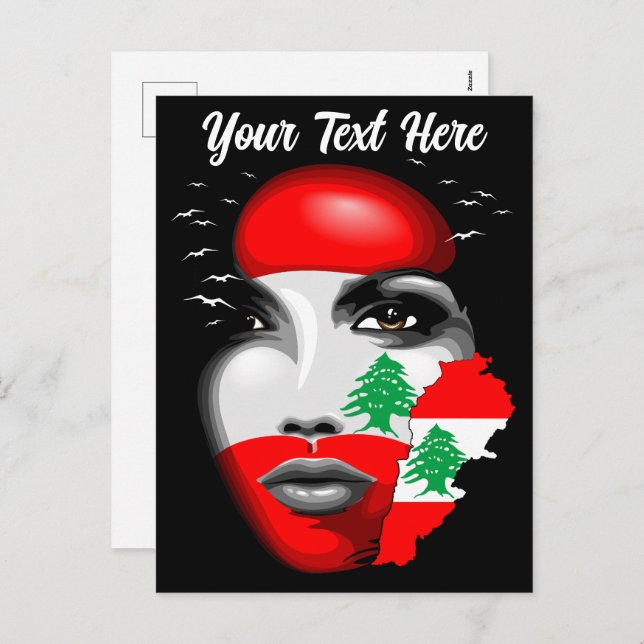 Lebanon Flag and Map on girl's face Holiday Postcard (Front/Back)