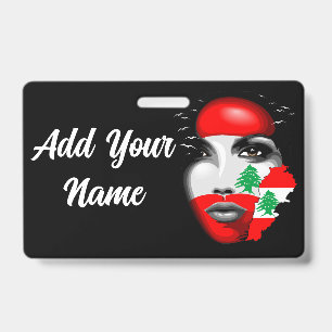Lebanon Flag and Map on girl's face ID Badge