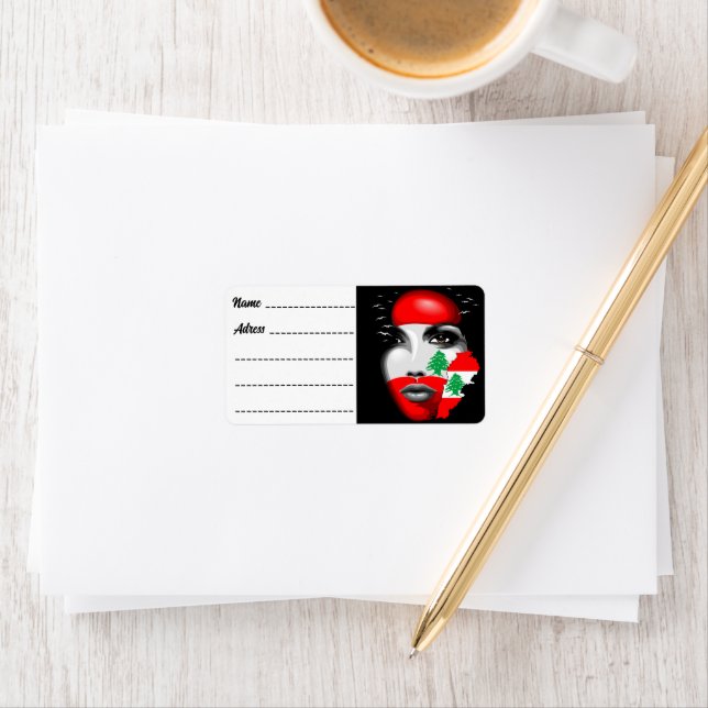 Lebanon Flag and Map on girl's face Label (Insitu)