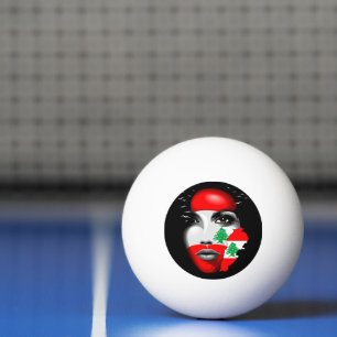 Lebanon Flag and Map on girl's face Ping Pong Ball