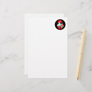 Lebanon Flag and Map on girl's face Stationery