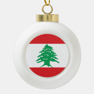 Lebanon Flag Ceramic Ball Christmas Ornament