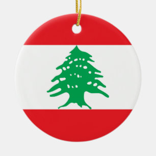 Lebanon flag ceramic tree decoration
