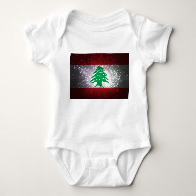 Lebanon Flag Firework Baby Bodysuit (Front)