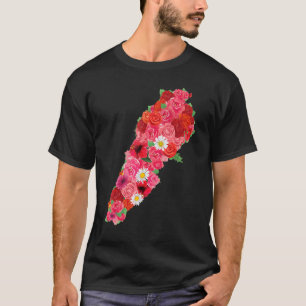 Lebanon Flag Flower Map Beirut Lobnan Lebanese Le T-Shirt