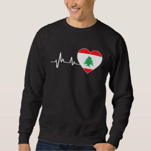 Lebanon Flag Heartbeat As Lebanon Map For Lebanese Sweatshirt