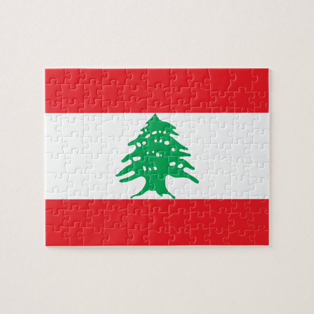 Lebanon flag jigsaw puzzle (Horizontal)