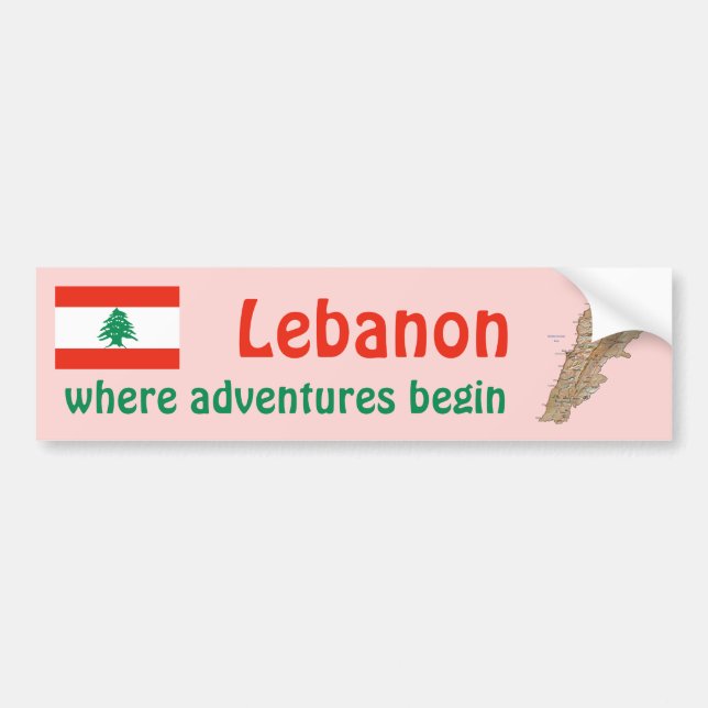 Lebanon Flag + Map Bumper Sticker (Front)