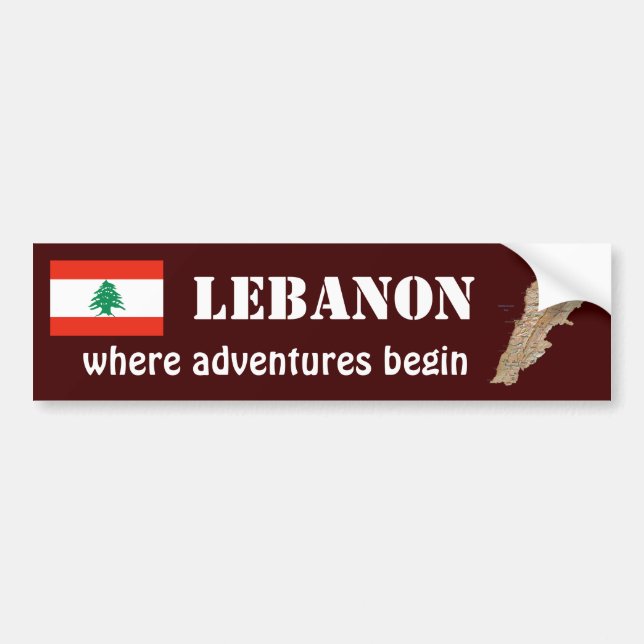 Lebanon Flag + Map Bumper Sticker (Front)