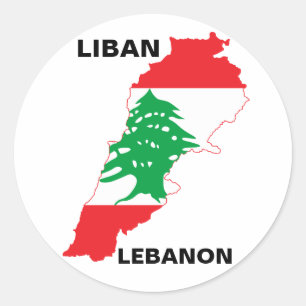 Lebanon Flag Map Classic Round Sticker