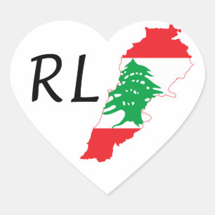 Lebanon Flag Map Heart Sticker